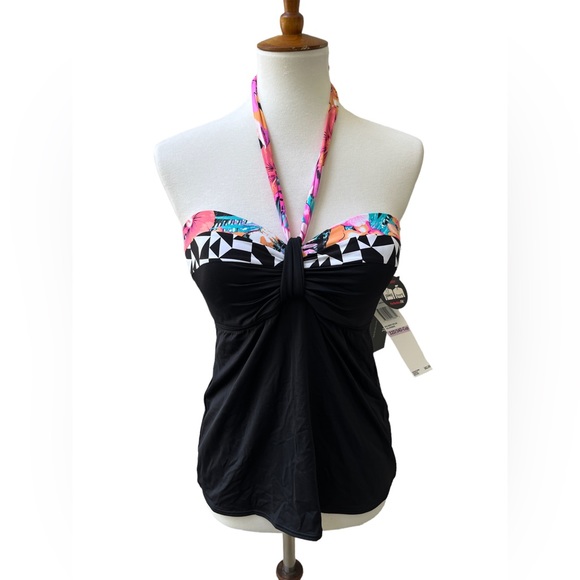 Coco Reef 32D 34D Black Sand Bandini Molded Bra Swimwear Tankini Top New - Picture 1 of 7